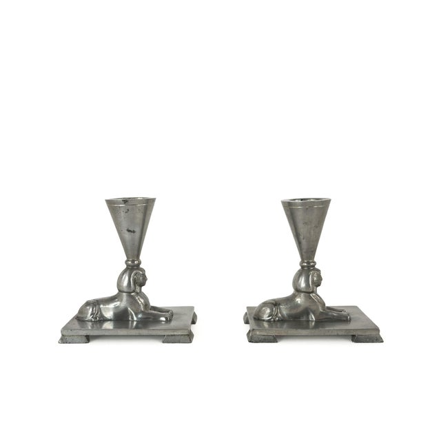 Swedish Grace Sphinx Candlesticks from Ernst Svedbom, Sweden, 1930, Set of 2 For Sale - Image 4 of 9