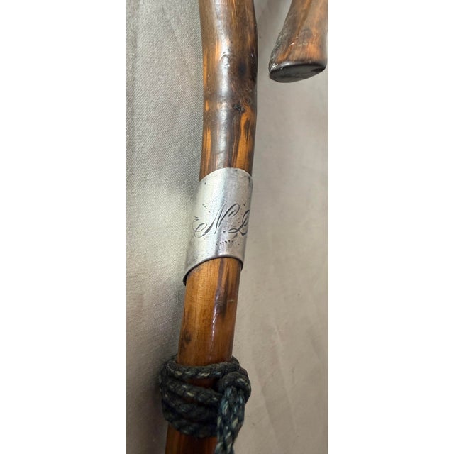 Antique 19th Century Handmade Tooled Sterling Silver Wood Walking Stick Cane For Sale - Image 13 of 13
