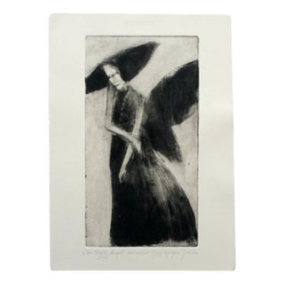 Krystyna Jaszke, Black Angel, Mezzotint on Paper, 2013 For Sale
