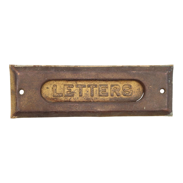 Vintage 6.875 In. Brass Spring Loaded Mail Slot For Sale