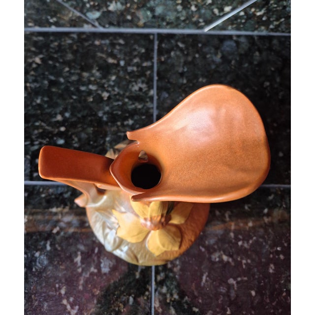 Art Deco 1940s Vintage Roseville Pottery Clematis Ewer Pitcher For Sale - Image 3 of 7