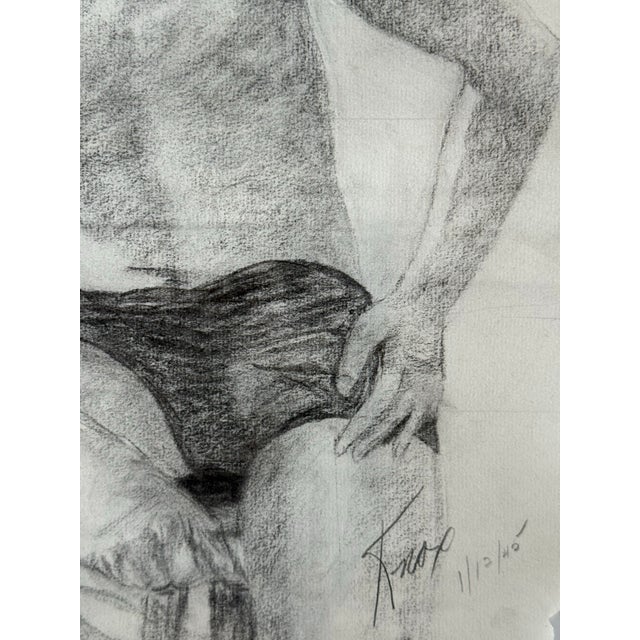 1945 Double Sided Figure Study Drawing Pencil on Paper 13.5x16.5 For Sale - Image 4 of 7