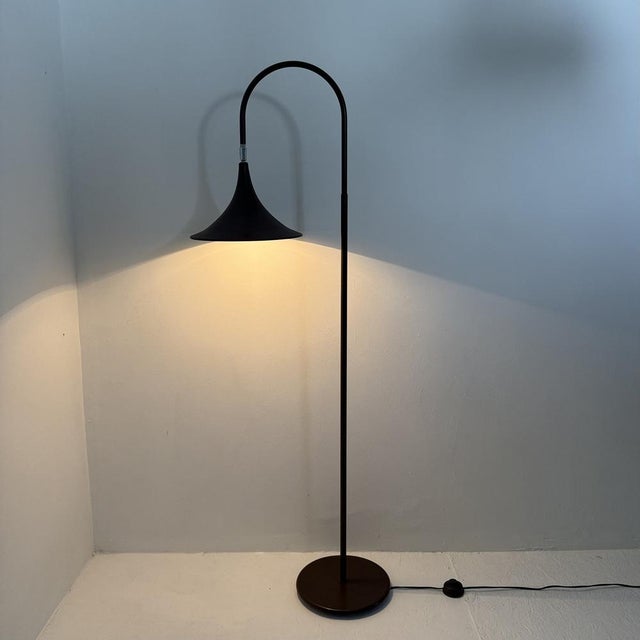 1970s Minimalist Dutch Hala Zeist Trumpet Brown Floor Lamp, 1970s For Sale - Image 5 of 18