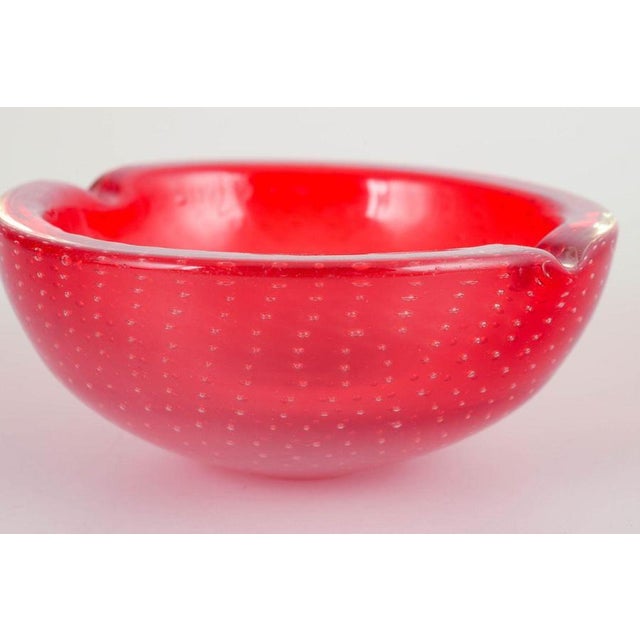 Vintage Decorative Bowl with Organic Form in Red Sommerso Glass, 1960s For Sale - Image 4 of 5
