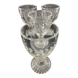 Mid-Century 1950 Anchor Hocking Bubble Foot Clear Goblets- Set of 4 For Sale