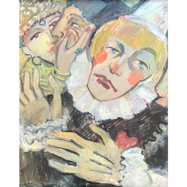 Stéphanie Guerzoni, Carnival, Oil on Cardboard, 1960s For Sale - Image 9 of 9