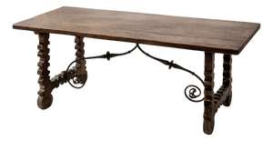 Spanish Table in Walnut and Wrought Iron, 1890s