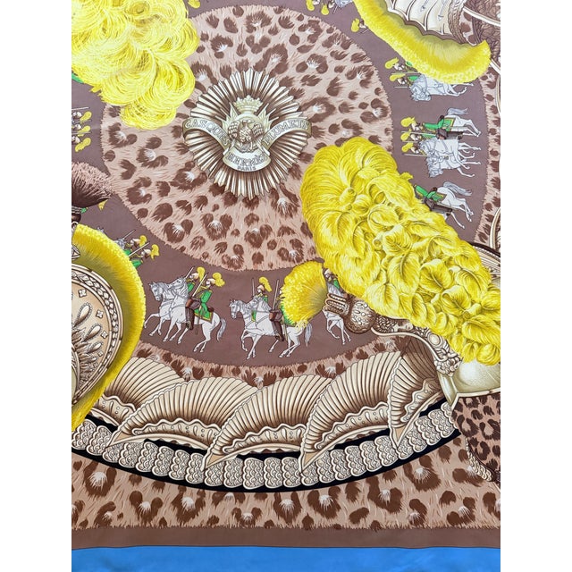 Textile Hermès Casques Et Plumets Silk Scarf 2012 Designed by Julie Abadie For Sale - Image 7 of 12