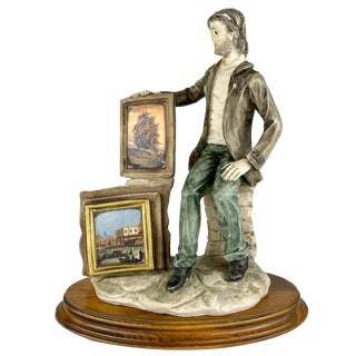 Original Ceramic Sculpture of Artist from Capodimonte, Italy, 1970s For Sale