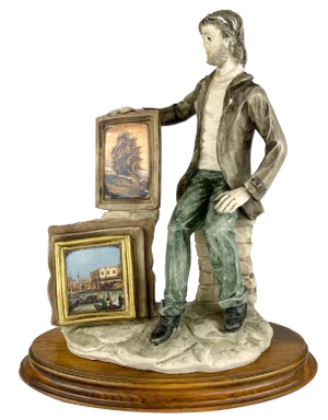 Original Ceramic Sculpture of Artist from Capodimonte, Italy, 1970s