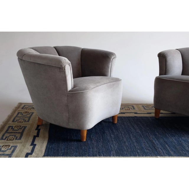 1930s Vintage Swedish Modern Lounge Chairs in the Style of Otto Schulz - a Pair For Sale - Image 5 of 9