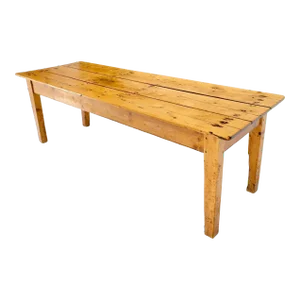 Large Antique Waxed Pine Harvest Farm Dining Table Primitive Natural