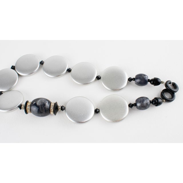 Plastic Angela Caputi Pearlized Silver Resin Necklace For Sale - Image 7 of 9