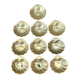 Vintage Brass Clamshell Ashtrays - Set of 10 For Sale