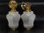 1950s French Rococo Brass Chain Pendant Lights, Acid-Etched Pressed Crystal Shades - A Pair For Sale - Image 10 of 12