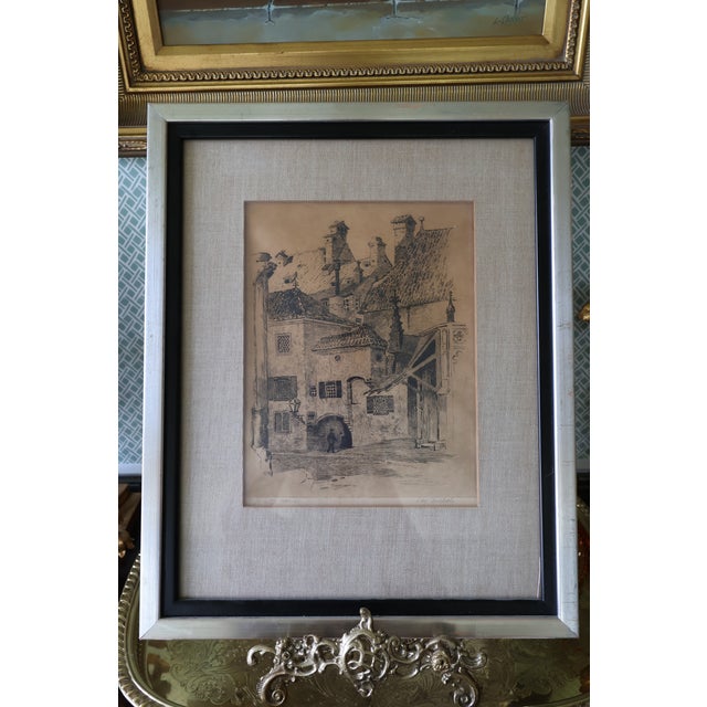 Late 19th Century Antique Harley D. Nichols Pencil-Signed “Rath Haus, Munich” Original Etching—Framed For Sale - Image 5 of 15