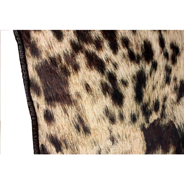 Brown Contemporary Kravet Double- Sided Velvet Pillow With Cowhide Spot and Piping For Sale - Image 8 of 13