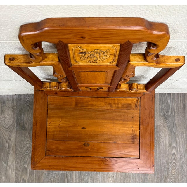 Vintage Chinese Ming Style Elm Side Occasional Accent or Wedding Chair For Sale - Image 4 of 10