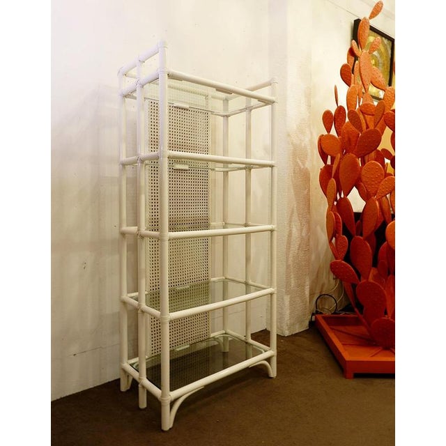 Wood Lacquered Canework Shelves in Bamboo and Glass, 1980s, Italy, Set of 2 For Sale - Image 7 of 13