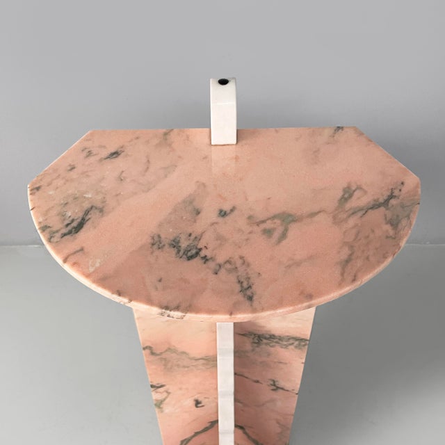 Italian Modern Display Stand in White and Pink Marble, 1970s For Sale - Image 9 of 18