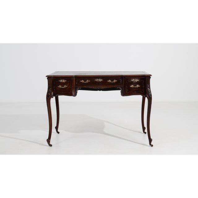 Louis XV Desk with Brass Details on Casters, Rococo Style, France, 19th Century For Sale In Greensboro - Image 6 of 14