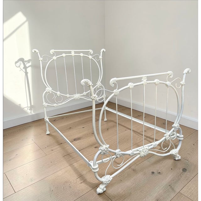 Circa 19th C. Antique Claw Foot Solid Iron Full Size Bed For Sale In Columbus - Image 6 of 8