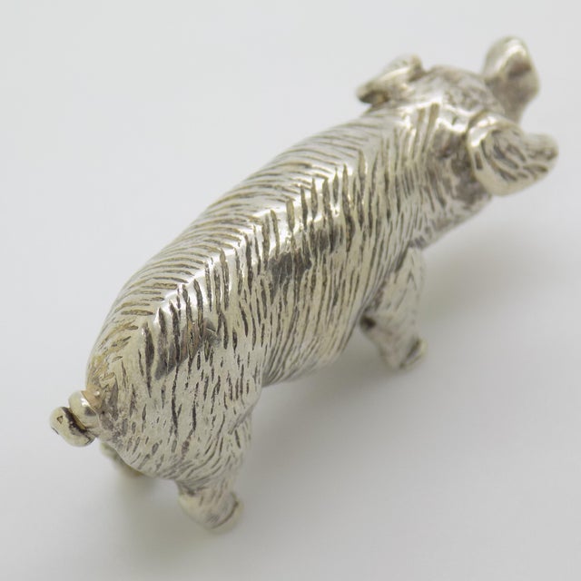 Metal Vintage Italian Handmade Genuine Silver Piggy Pig Large Figurine Miniature Sculpture For Sale - Image 7 of 10