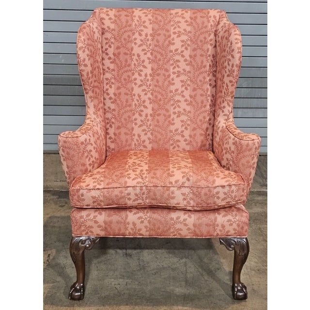 Store Item: Kittinger Colonial Williamsburg Mahogany Wing Chair CW 104 Claw & Ball Feet Description: Copied from an 18th...