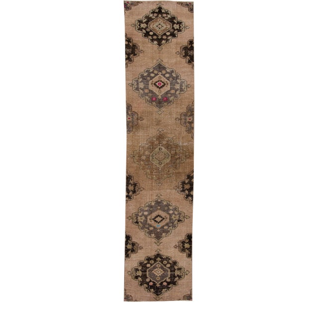 Early 20th Century Vintage Turkish Wool Runner Rug For Sale