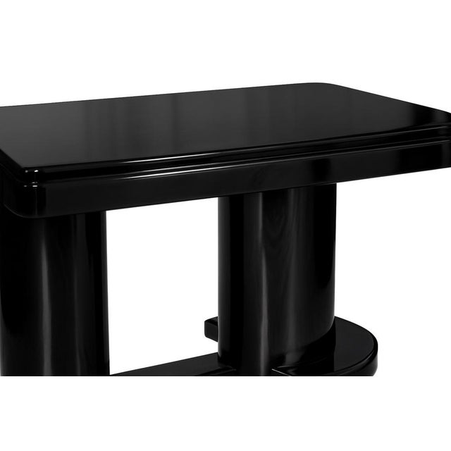 Black Art Deco Walnut Black Lacquer Dining Table For Sale - Image 8 of 10