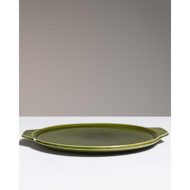 1970s France Forest Green Ceramic Platter For Sale - Image 4 of 15