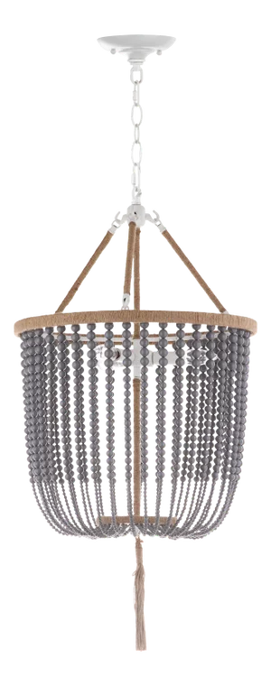 3 Light 18-Inch Diameter Beaded Pendant - Grey