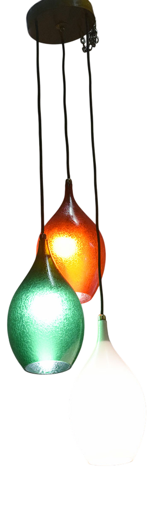 Etched Glass 3-Light Chandelier by Flavio Poli for Seguso Vetri d'Arte, 1950s