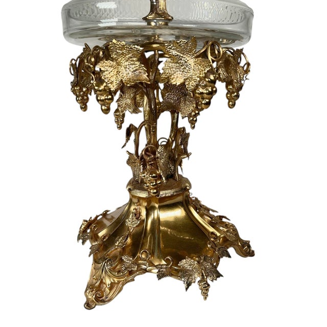 19th Century 19th Century Gilded French Crystal Epergne For Sale - Image 5 of 7