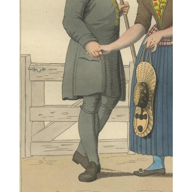 19th Century Maaskamp, Mennonites of Kampereiland on the Way to Meeting, Dutch Costume, 1820, Engraving For Sale - Image 5 of 9