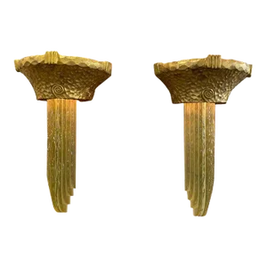 French Art Deco Bronze and Glass Sconces - A Pair