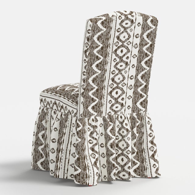 Ruffle Camel Back Dining Chair in Linny Ikat Brown For Sale In Chicago - Image 6 of 7