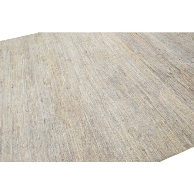 2020s Modern Gabbeh Style Room Size Wool Rug in Beige & Gray Colors For Sale - Image 5 of 9