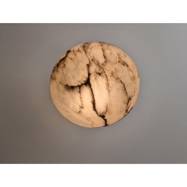 Textile Art Deco Carved Alabaster Pendant Lamp in Black Veining, 1920s For Sale - Image 7 of 11