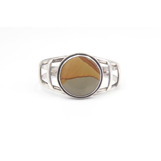 Late 20th Century Southwestern Jasper Sterling Silver Cuff Bracelet For Sale - Image 4 of 10