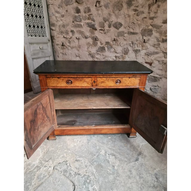 French Louis Philippe Walnut Buffet with Black Marble Top, France, 1840s For Sale - Image 10 of 18