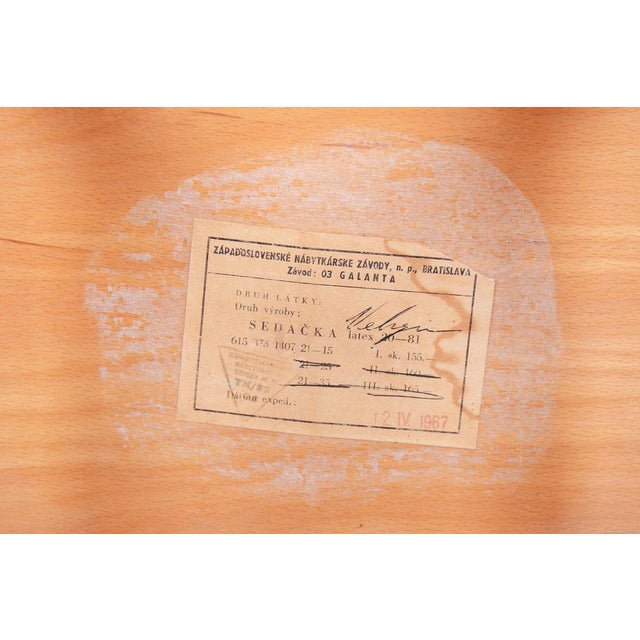 Wood Mid-Century Stool in Upholstery and Beech, Slovakia, 1960s For Sale - Image 7 of 9