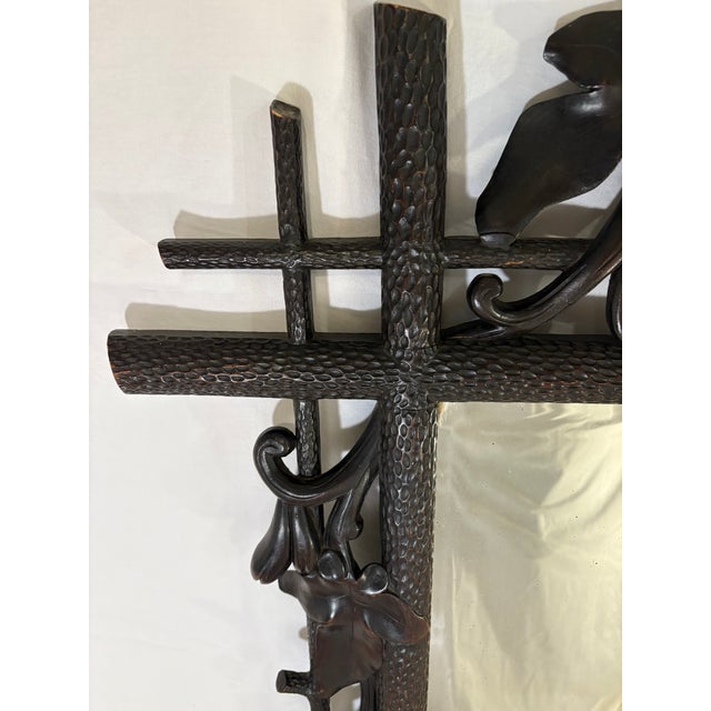 Rustic European Stunning, Delicate Hand-Carved Antique Black Forest Walnut Mirror 1897 Austria For Sale - Image 3 of 14