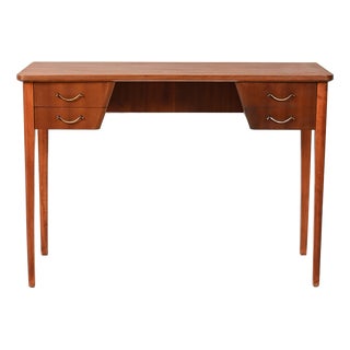 Scandinavian Mahogany Desk with Brass Handles, 1940s For Sale