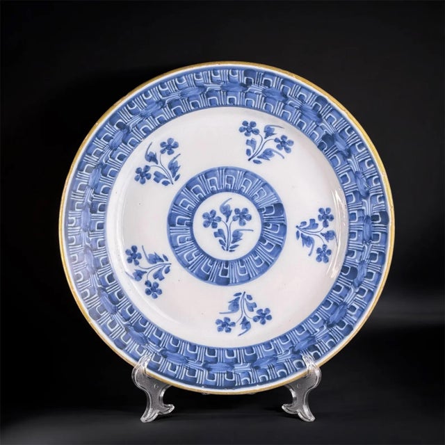 Large Delft Blue Faience Wall Plate, Netherlands, 1820 For Sale - Image 9 of 9