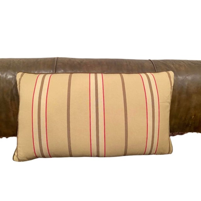 1990s 1990s Rectangular Decorative Accent Pillow Tan with Red & Brown Stripes For Sale - Image 5 of 12