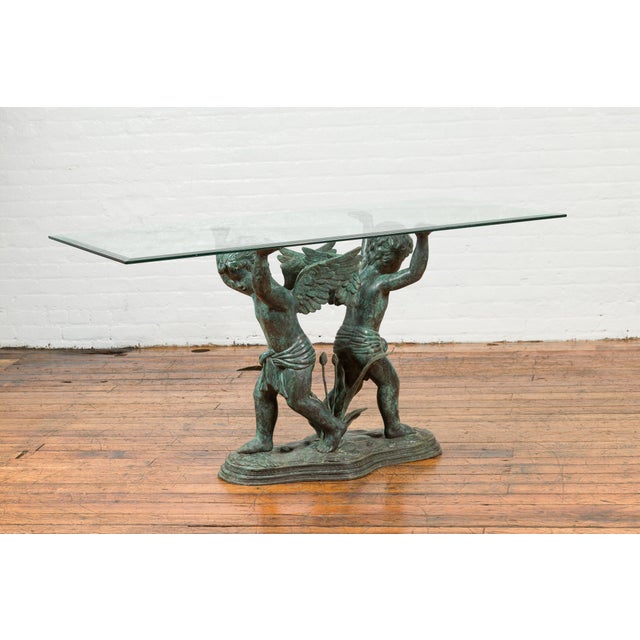 Contemporary Greco-Roman Style Bronze Double Cherub Dining Table Base For Sale - Image 9 of 10