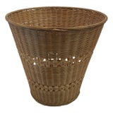 Vintage Wicker Trash Can Waste Basket For Sale