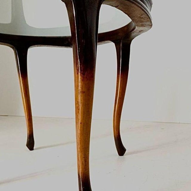 Wood Vintage French Art Deco Coffee Table in Beech and Glass, 1920s For Sale - Image 7 of 13