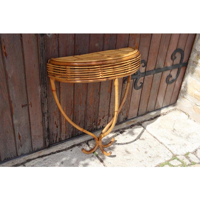 Rattan Wall Console Table, Italy, 1970s For Sale - Image 3 of 7